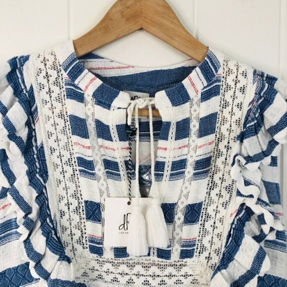 DRA Womens Top La Habana Cascading Ruffles Small - Picture 4 of 9